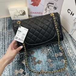 High Quality Large Crossbody Bag Grained Calfskin AS2358 Black