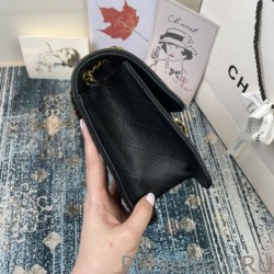 High Quality Large Crossbody Bag Grained Calfskin AS2358 Black