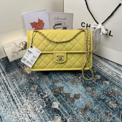 7 Star Large Crossbody Bag Grained Calfskin AS2358 Yellow