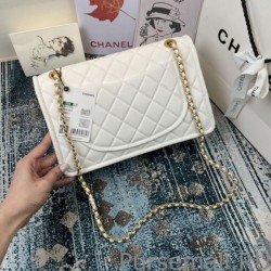 Perfect Large Crossbody Bag Grained Calfskin AS2358 White