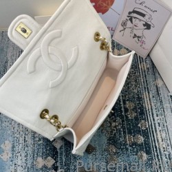 Perfect Large Crossbody Bag Grained Calfskin AS2358 White