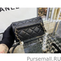 Replica Logo Pearl Chain Bag AS1610 Black