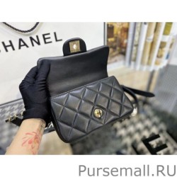 Replica Logo Pearl Chain Bag AS1610 Black