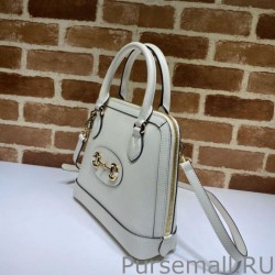 Designer 1955 Horsebit Small Top Handle Bag 621220 White