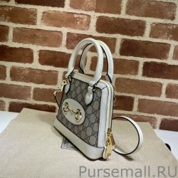 Designer Horsebit 1955 Mini Top Handle Bag 640716 Brown / White
