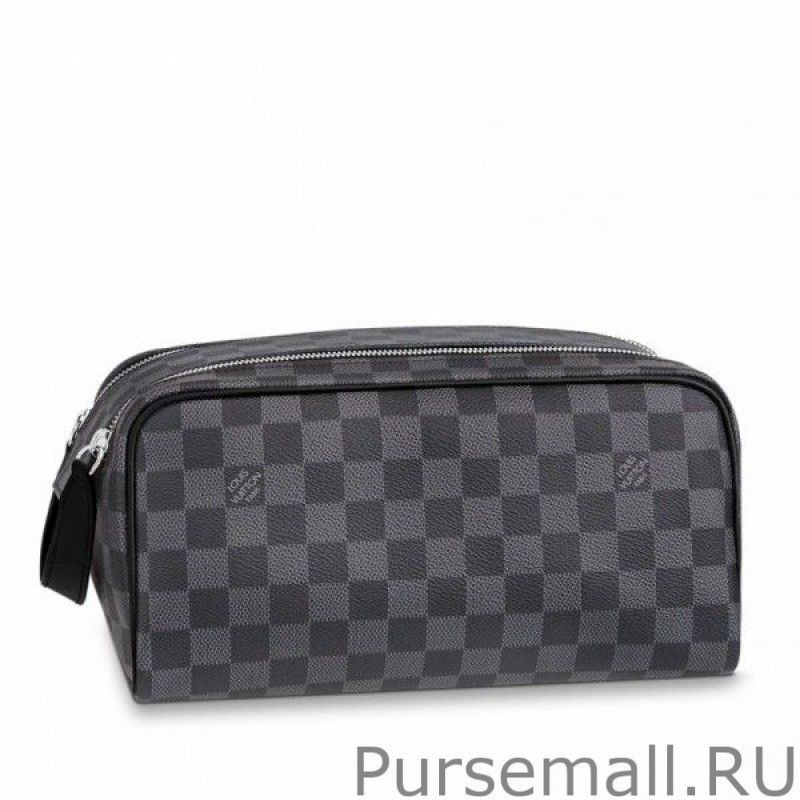 Knockoff Dopp Kit Toilet Pouch Damier Graphite N40127