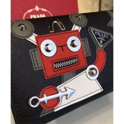 Designer Prada Robot Leather Wallet 1TL290 Red