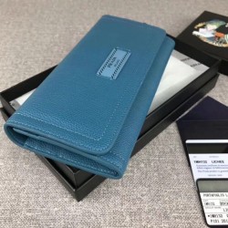 AAA+ Prada Glacé Calf leather flap Wallet Blue