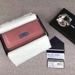 UK Prada Glacé Calf leather flap Wallet Pink