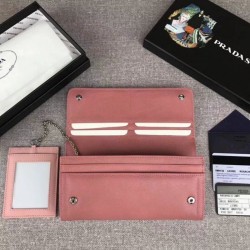 UK Prada Glacé Calf leather flap Wallet Pink