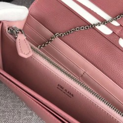 UK Prada Glacé Calf leather flap Wallet Pink