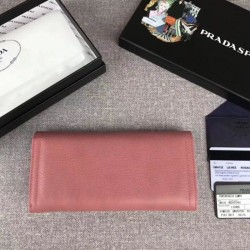 UK Prada Glacé Calf leather flap Wallet Pink