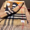 1:1 Mirror Burberry Double-sided Letter Logo Check Cashmere Wool Shawl 30 x 180 orange