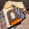 1:1 Mirror Burberry Double-sided Letter Logo Check Cashmere Wool Shawl 30 x 180 orange