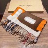 1:1 Mirror Burberry Double-sided Letter Logo Check Cashmere Wool Shawl 30 x 180 orange