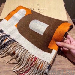 1:1 Mirror Burberry Double-sided Letter Logo Check Cashmere Wool Shawl 30 x 180 orange