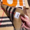 1:1 Mirror Burberry Double-sided Letter Logo Check Cashmere Wool Shawl 30 x 180 orange