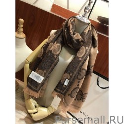 Top Quality GG Lurex jacquard logo cashmere scarf Brown