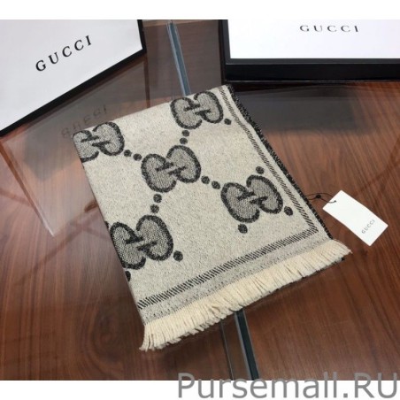 1:1 Mirror GG Lurex jacquard logo cashmere scarf Gray