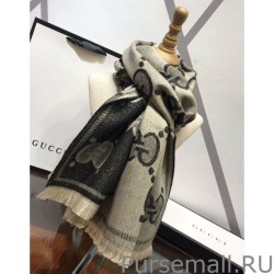 1:1 Mirror GG Lurex jacquard logo cashmere scarf Gray