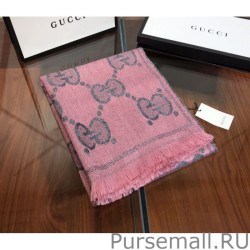 Wholesale GG Lurex jacquard logo cashmere scarf Rose