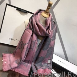 Wholesale GG Lurex jacquard logo cashmere scarf Rose