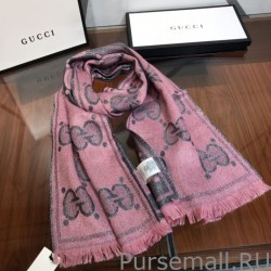 Wholesale GG Lurex jacquard logo cashmere scarf Rose