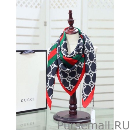 AAA+ printed silk scarf 110 x 110 Black