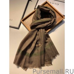 Replica Small houndstooth cashmere scarf Coffee