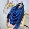 Knockoff Wool GG jacquard Double-sided square Scarf Blue