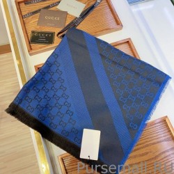 Knockoff Wool GG jacquard Double-sided square Scarf Blue