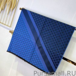 Knockoff Wool GG jacquard Double-sided square Scarf Blue