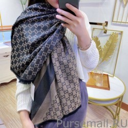 7 Star Wool GG jacquard Double-sided square Scarf Brown