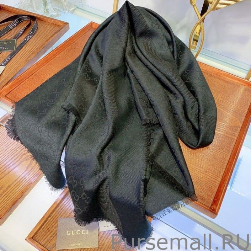 Designer Wool GG jacquard Double-sided square Scarf Dark Green