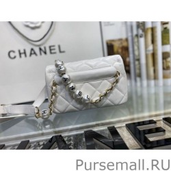 Knockoff Logo Pearl Chain Bag AS1610 White