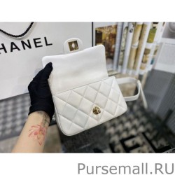 Knockoff Logo Pearl Chain Bag AS1610 White