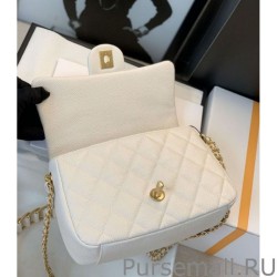 Copy Medallion Bag With Grained Calfskin AS2528 White