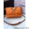 Best Medium 19 Denim Fabric Tweed Flap Bag AS1160 Orange