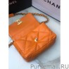 Best Medium 19 Denim Fabric Tweed Flap Bag AS1160 Orange