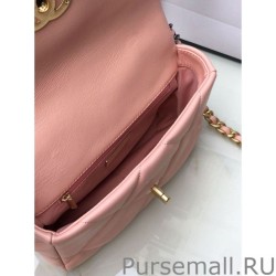 AAA+ Medium 19 Denim Fabric Tweed Flap Bag AS1160 Pink