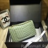 Perfect Medium Chevron Grain Embossed Calfskin Bag A01112 Light Green