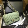 Perfect Medium Chevron Grain Embossed Calfskin Bag A01112 Light Green