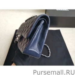 Replica Medium Classic Caviar Flap Bag A1112 Blue Siliver / Gold Hardware