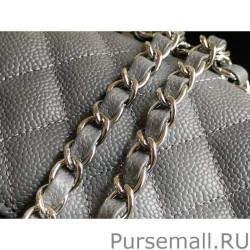 Replicas Medium Classic Caviar Flap Bag A1112 Gray Siliver / Gold Hardware