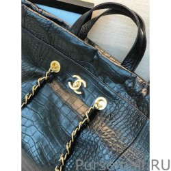 Replica Metallic Croc Embossed Large Shopping Bag AS0801