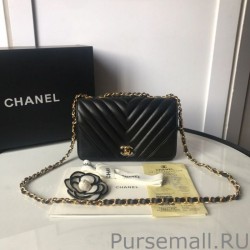 Copy Mini Chevron Statement Flap Bag A91586 Black