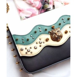 Luxury Studded Leather Chain Shoulder Bag 432410 Green