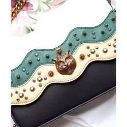 Luxury Studded Leather Chain Shoulder Bag 432410 Green