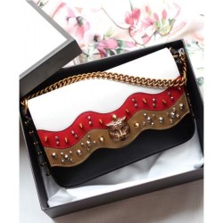 Luxury Studded Leather Chain Shoulder Bag 432410 Red