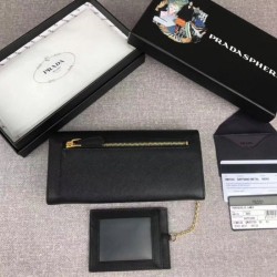 1:1 Mirror Prada Saffiano leather flap wallet decorated with multicolored Greek key motif Green